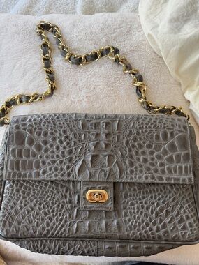 JJ WINTERS LEATHER CROC EMBOSSED PURSE